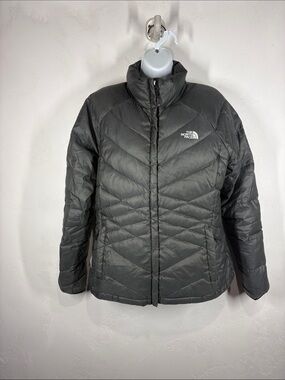 The North Face 550 Women's Charcoal Down Quilted Puffer Aconcagua Jacket Large